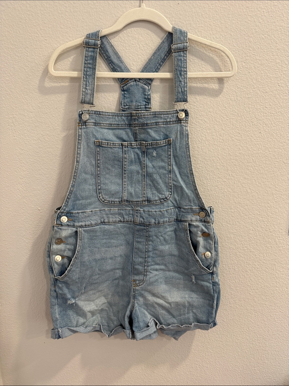 Light Blue Denim Women’s Short Overalls